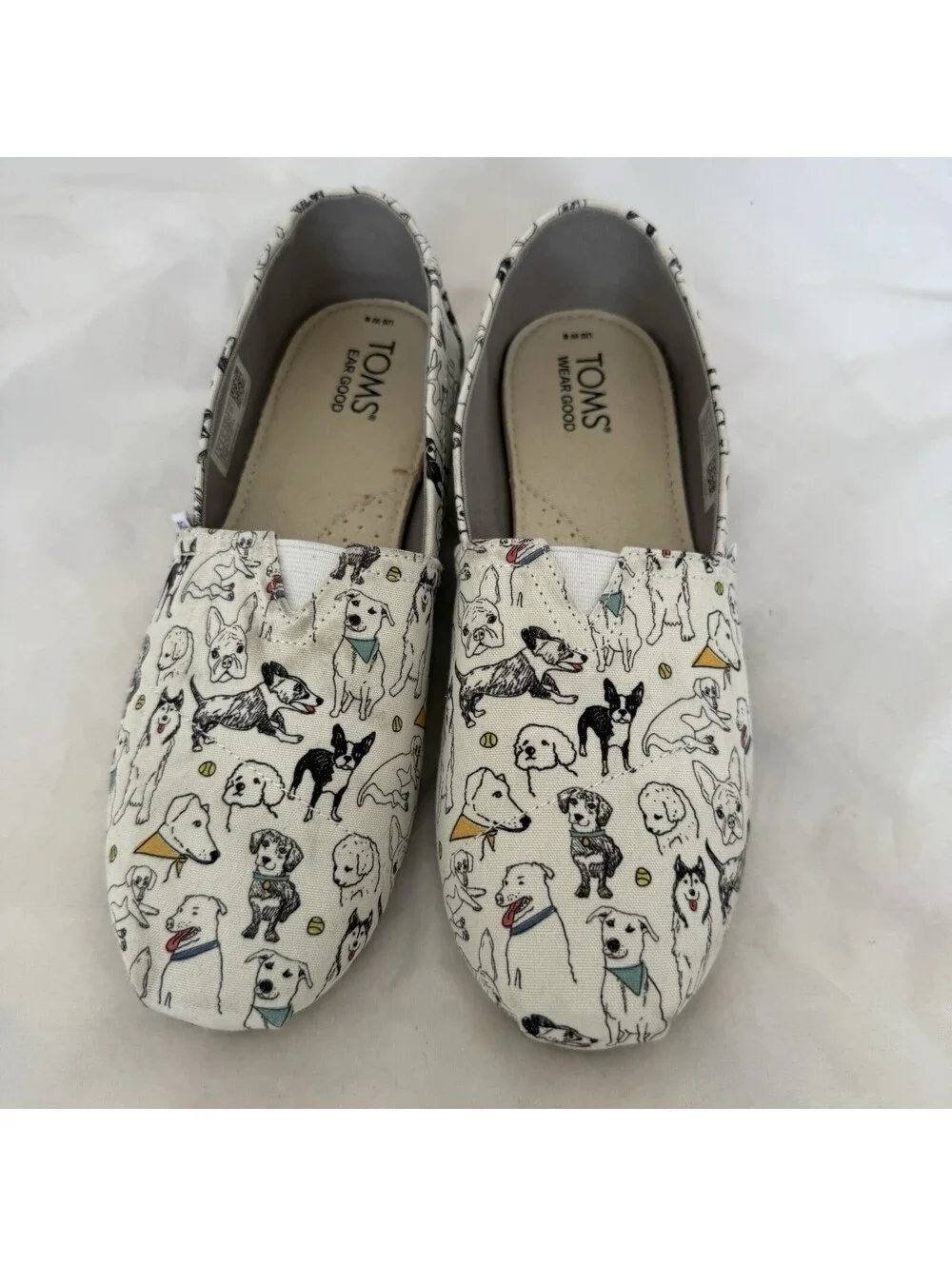 TOMS Alpargata Belmont White Office Dogs Shoes Size 8 Sneakers Black & White